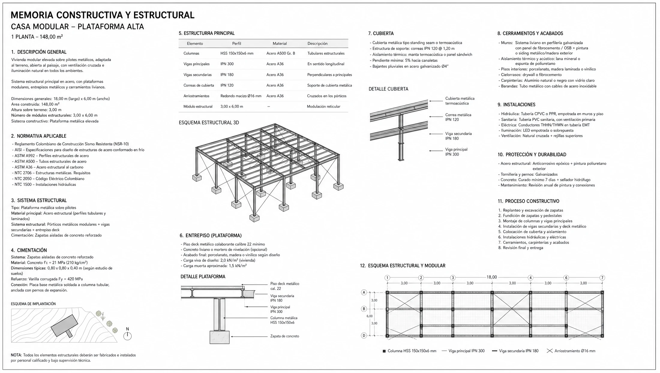 Memoria estructural de casa en estructura metálica de 148 m² certificada NSR-10