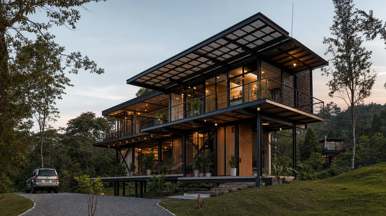 Casa en metal de 176 m² — casa prefabricada y modular en estructura metálica en Colombia