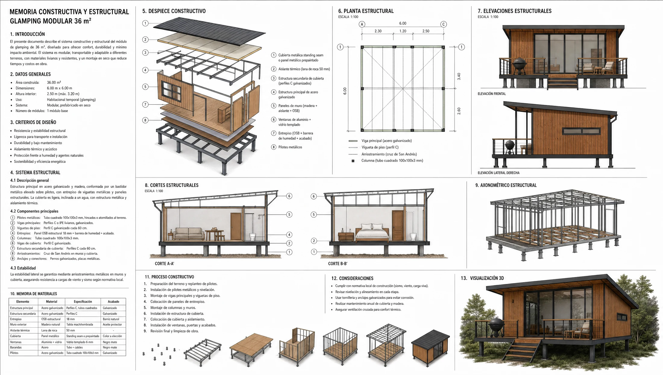 Memoria estructural de glamping en metal certificada NSR-10