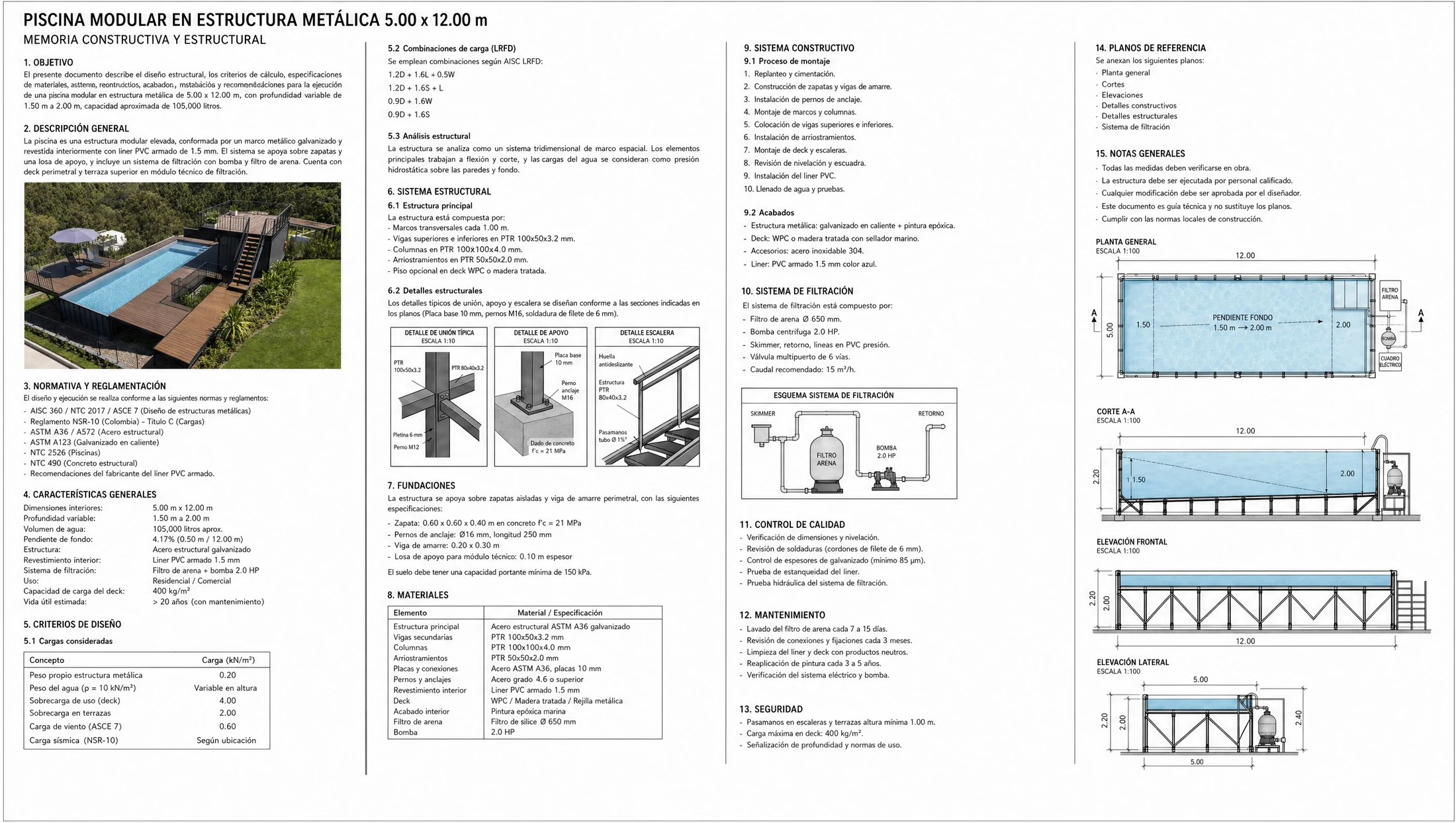 Piscina modular prefabricada en estructura metálica — piscinas modulares en Colombia