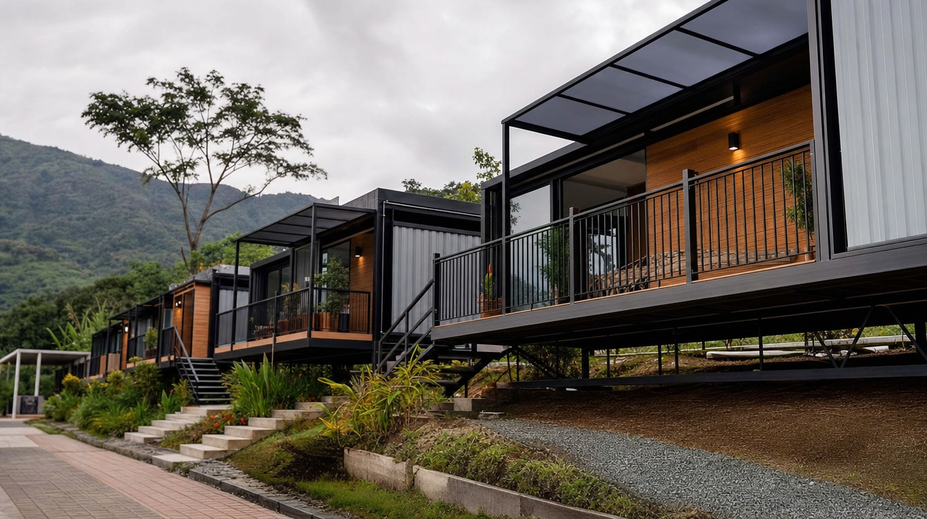 Conjunto residencial de casas modulares en construccion en Cerritos, Pereira