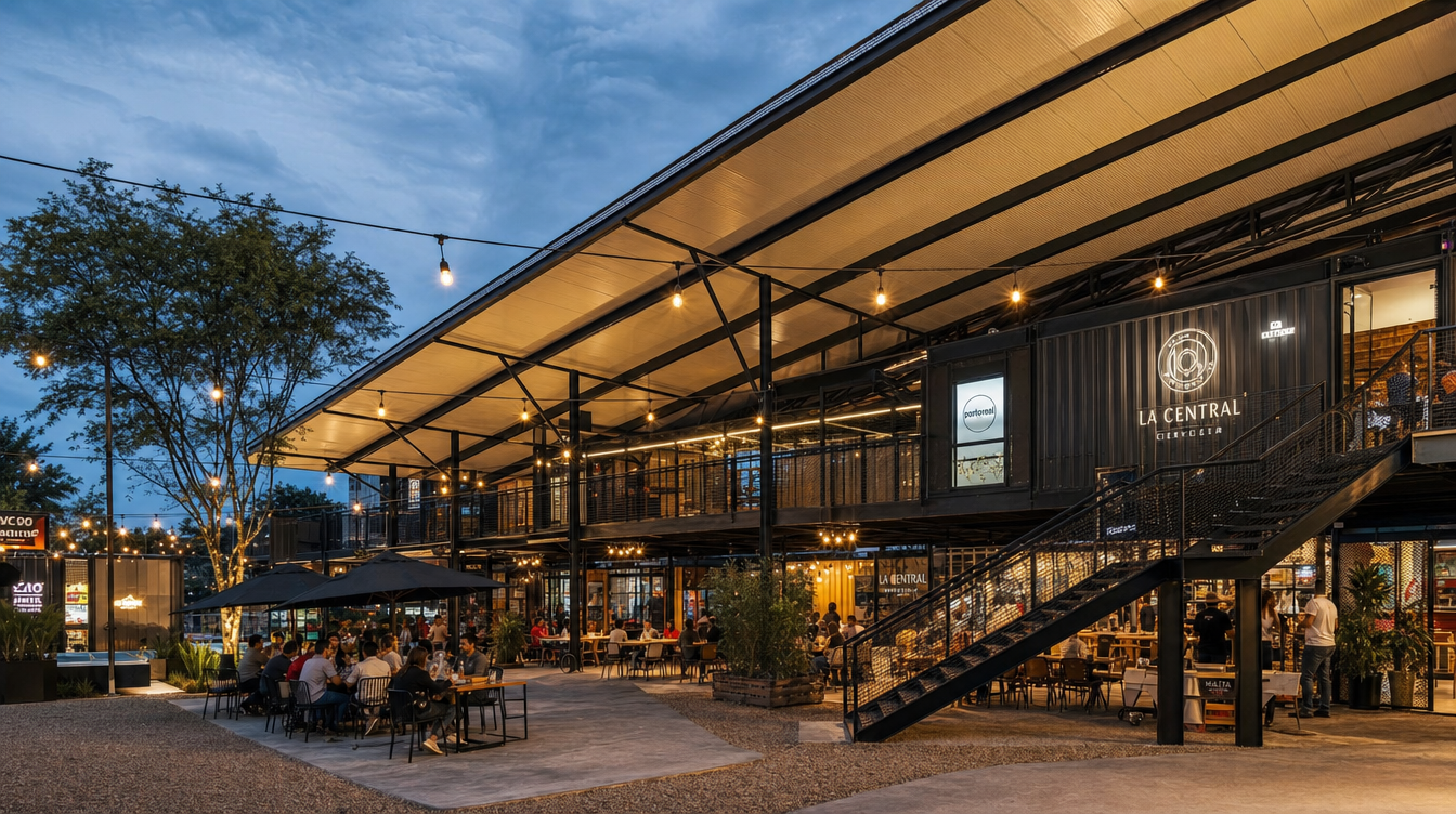 Plaza de comidas modular en construccion en Pereira